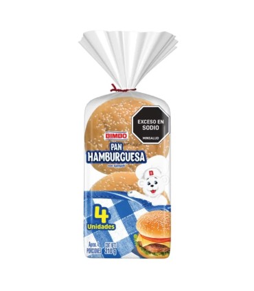 PAN HAMBURGUESA BIMBO  BOLSA 210 GRAMOSx4UN