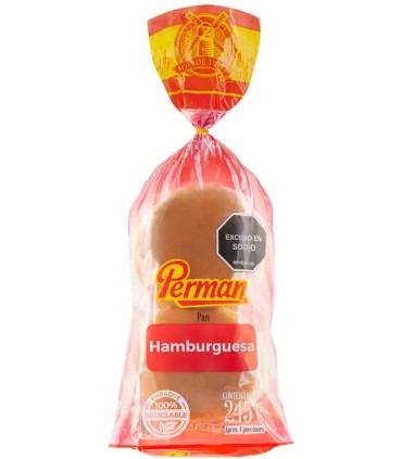 PAN HAMBURGUESA SENCILLA PERMAN 4U X 245GR