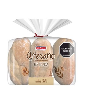 PAN BIMBO PERRO ARTESANO MESA  BOLSA 6 UNIDADx390G