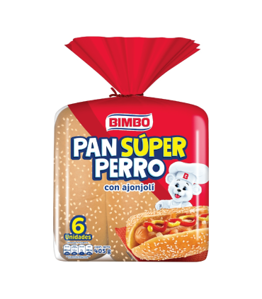 PAN SUPERPERRO AJONJO BIMBO  BOLSA 405Gx6 UNIDAD