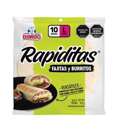 TORTILLAS BIMBO FAJITAS  BOLSA 425 GRAMOSx10 UNIDAD