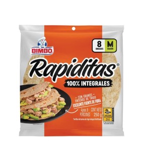 TORTILLAS BIMBO INTEGRALES BOLSA 250Gx8 UNIDAD