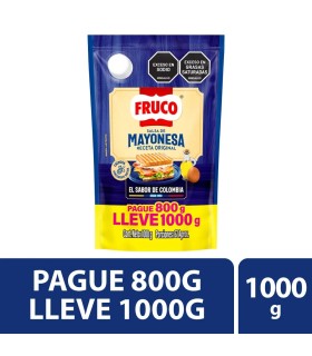 OFERTA MAYONESA FRUCO DOYPACK PAGUE 800 LLEVE 1000 GRAMOS
