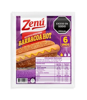 SALCHICHA SUPERPERRO ZENU BARBACOA HOT PQ480GR UNIDAD