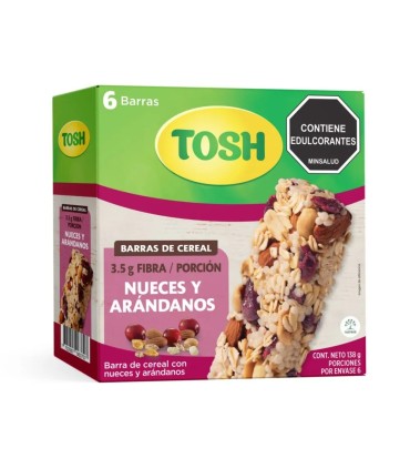 BARRA DE CEREAL TOSH ARANDANOS CAJA 138 GRAMOS