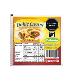 QUESO COLANTA DOBLE CREMA 15 TAJADAS x 250GR