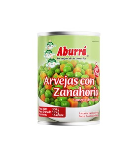 ARVEJA CON ZANAHORIA ABURRA LATA 300 GRAMOS