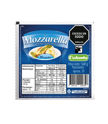 QUESO MOZARELLA COLANTA TAJADO X 500GR