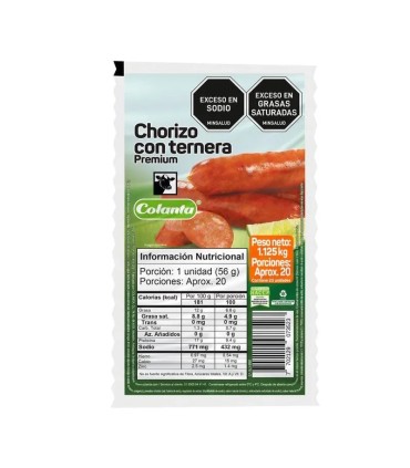 CHORIZO COLANTA TERNERA X 1.125GR
