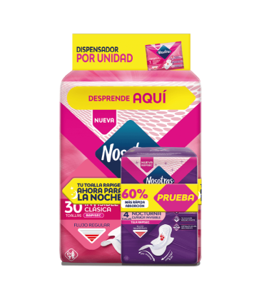 TOALLA NOSOTRAS INVISIBLE RAPIGEL X 30U + BUENAS NOCHES X 4U