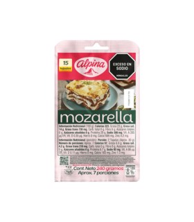 QUESO ALPINA MOZARELLA RESELLABLE 15 TAJADAS X 240GR