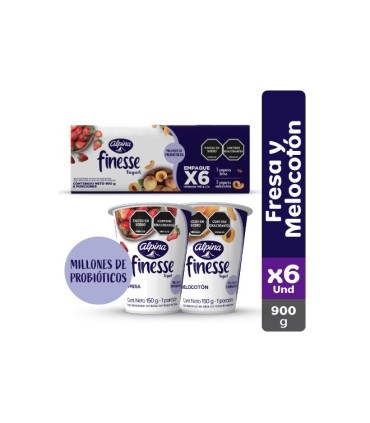 YOGURT FINESSE FRESA MELOCOTÓN 6U X 150GR