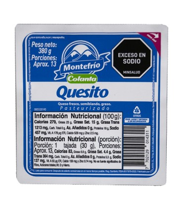 QUESITO MONTEFRIO AL VACIO X 380GR