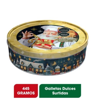 GALLETA NAVIDAD NOEL COFRE CIRCULAR x 445GR