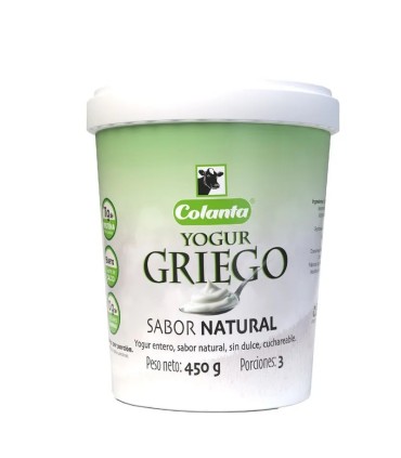 YOGURT COLANTA GRIEGO NATURAL POTE X 450GR