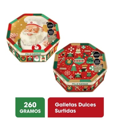 GALLETA NAVIDAD NOEL COFRE OCTOGONAL X 260GR