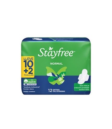 TOALLA STAYFREE NORMAL ALAS PAGUE 10 LLEVE 12UDS