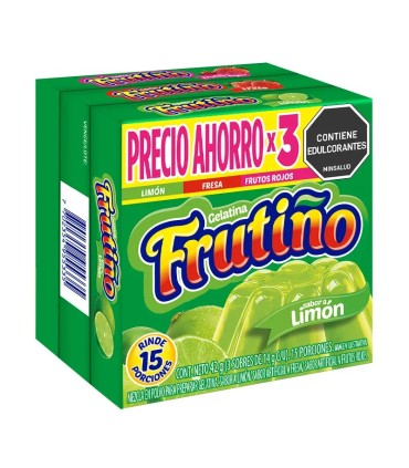 GELATINA FRUTIÑO LIMÓN/FRESA/FRUTOS ROJOS TRIPACK X 42GR