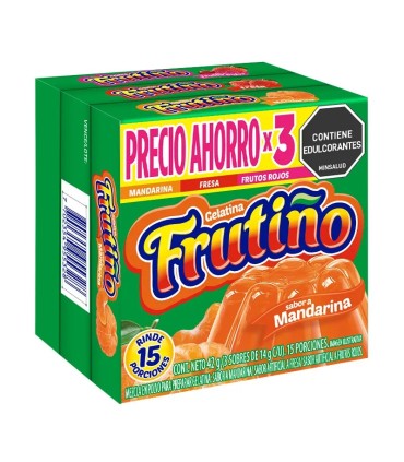 GELATINA FRUTIÑO MANDARINA/FRESA/FRUTOS ROJOS TRIPACK X 42GR