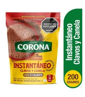 CHOCOLATE CORONA INST CLAVOS Y CANELA x 200GR