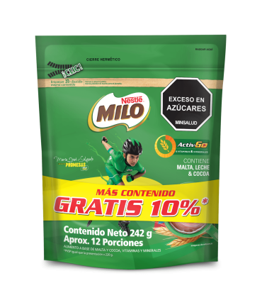 OFERTA BEBIDA MILO NESTLE BOLSA 200GR+10% EXTRACONTENIDO
