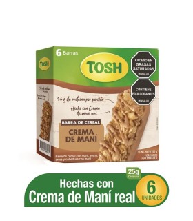 BARRA DE CEREAL TOSH CREMA MANI CAJA 6UDS X 150GR