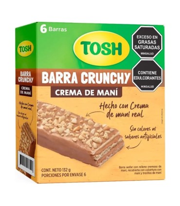 BARRA DE CEREAL TOSH CREMA MANI CRUNCH CAJA 6UDS X 150GR