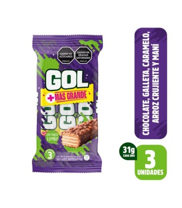 CHOCOLATINA GOL PAQUETE 3 UDS x 31 GR