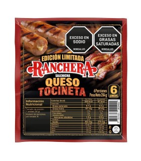 SALCHICHA RANCHERA QUESO TOCINETA 6 UDS X 204G