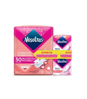 TOALLA NOSOTRAS CLASICA MULTIESTILO PAQUETE X 30UDS + 15 PROTECTORES MULTIESTILO