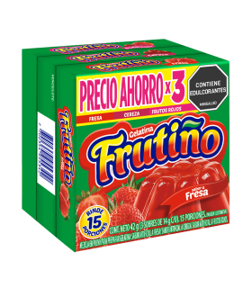 GELATINA FRUTINO TRIPACK FRESA/CEREZA/FRUTOS ROJOS X 42GR