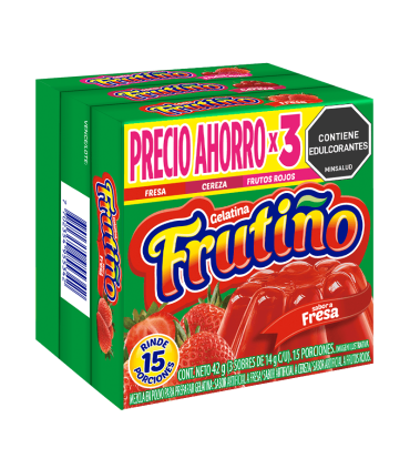 GELATINA FRUTINO TRIPACK FRESA/CEREZA/FRUTOS ROJOS X 42GR
