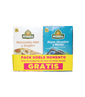 OFERTA AROMÁTICA HINDU MANZANILLA MIEL JENGIBRE+BAYAS MENTA 20UDS X 30GR