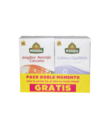 INFUSIÓN HINDU JENGIBRE NARANJA CURCUMA+EQUILIBRIO CALMA 20UDS X 50GR