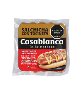 SALCHICHA CASA BLANCA CON TOCINETA PAQUETE X 520GR