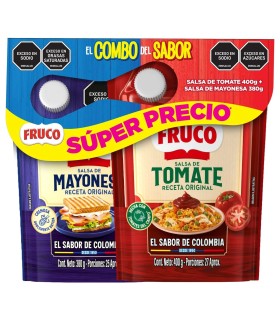 MAYONESA FRUCO DOYPACK X 380GR + SALSA DE TOMATE FRUCO DOYPACK X 400GR