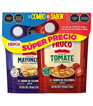 MAYONESA FRUCO DOYPACK X 380GR + SALSA DE TOMATE FRUCO DOYPACK X 400GR