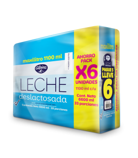 LECHE ALPINA UHT DESLACTOSADA SEMIDESCREMADA 6UDS X 1100ML PRECIO ESPECIAL