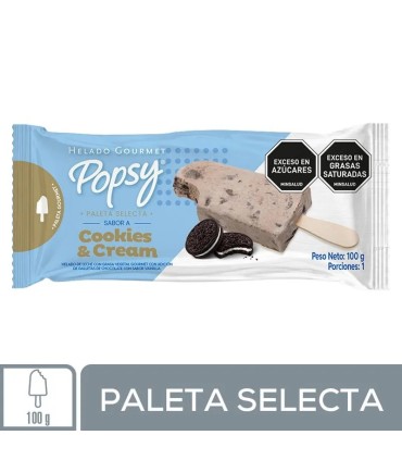 PALETA POPSY SELECTA COOKIES AND CREAM X 100GR