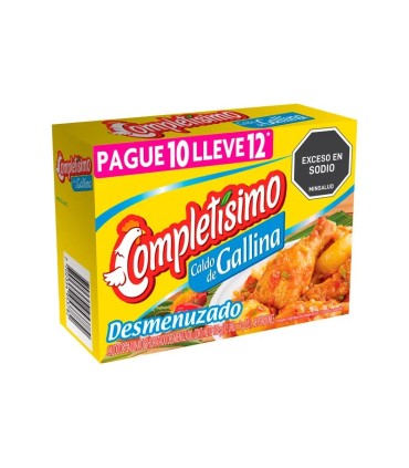 CALDO DE GALLINA COMPLETISIMO DESMENUZADO PAGUE 10 LLEVE 12 SOBRES X 9UDS C/U