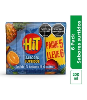 OFERTA JUGO HIT SURTIDO TETRABRIK PAGUE 5 LLEVE 6UDS X 200ML C/U