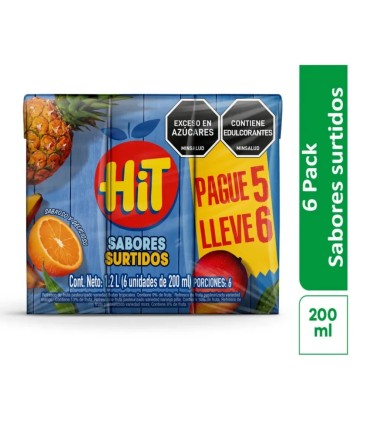 OFERTA JUGO HIT SURTIDO TETRABRIK PAGUE 5 LLEVE 6UDS X 200ML C/U