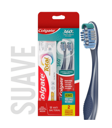 OFERTA CEPILLO COLGATE 360 2UDS + CREMA DENTAL TOTAL X 75ML