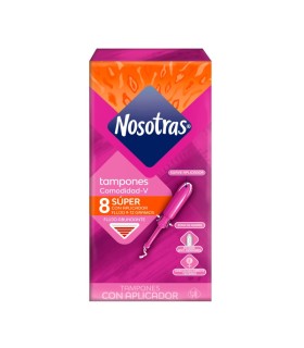 TAMPONES NOSOTRAS SUPER CON APLICADOR X 8UDS