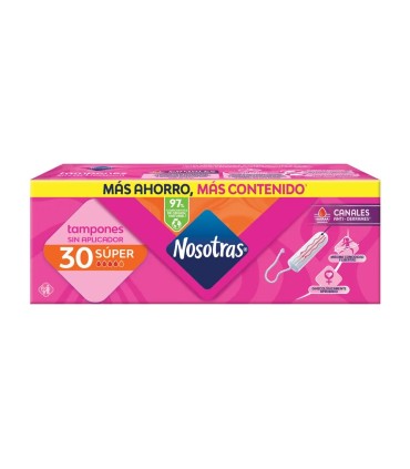 TAMPONES NOSOTRAS SUPER SIN APLICADOR X 30UDS