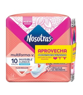 OFERTA TOALLA NOSOTRAS INVISIBLE CLASICA MULTIESTILO X 10UDS + PROTECTORES MULTIESTILO X 5UDS