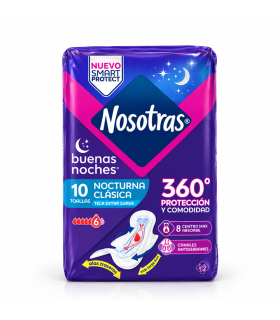 TOALLA NOSOTRAS BUENAS NOCHES CLASICA 360° X 10UDS