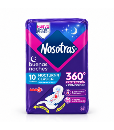 TOALLA NOSOTRAS BUENAS NOCHES CLASICA 360° X 10UDS
