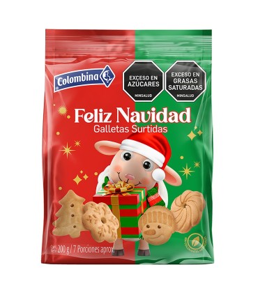 GALLETA COLOMBINA FELIZ NAVIDAD BOLSA X 200GR