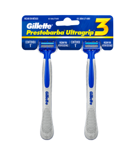 MAQUINA DE AFEITAR GILLETTE PRESTOBARBA ULTRAGRIP 3 HOJAS X 2UDS